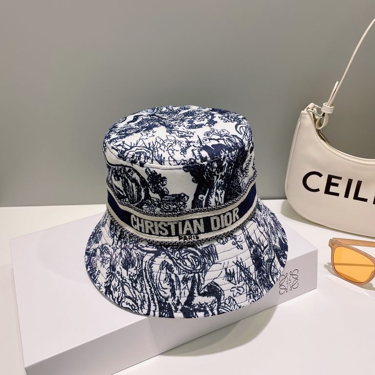 The original single quality [Dior DIOR] official website synchronization on-line landscape painting Korean version of the new heavy custom models 11 original single quality men and women universal fisherman hat Mianma ge