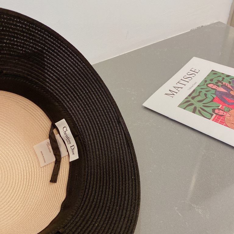 ￥Dior Dior 23 summer new straw hat, high-end imported materials, color blocking design, head circumference 57cm