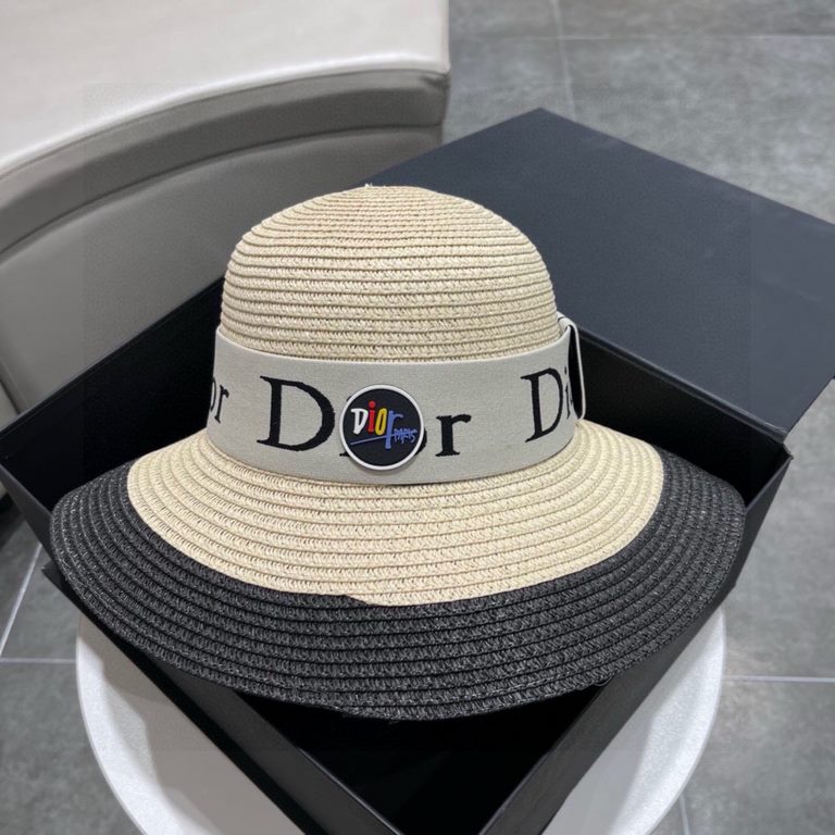 DIOR Dior 2023 early spring new Korean version of the casual straw hat   new models round top fine straw bowler hat straw hat [love] [love] workmanship details fine, simple and generous, versatile single product ~ out of