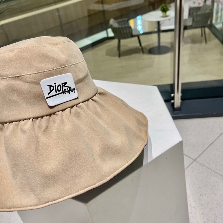 DIOR Dior fisherman hat female summer new large brim cover the whole face vinyl sun hat sunscreen sun hat UV sun hat children