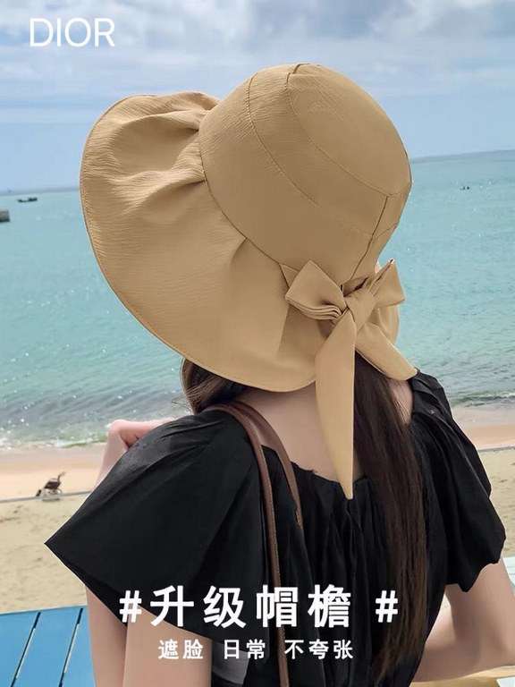 DIOR Dior fisherman hat female summer new large brim cover the whole face vinyl sun hat sunscreen sun hat UV sun hat children