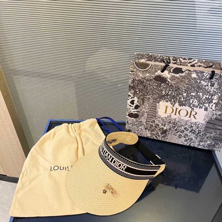 with dust bag [DIOR Dior] 2023 summer new small fragrance wind popping sun hat hollow cap, the big name shipment, super convenient! Good ride! Out on the street must