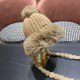 Dior Dior fall and winter new cute hairball tie ear protection cap warm thunderbolt hat female padded thickened knitted wool hat