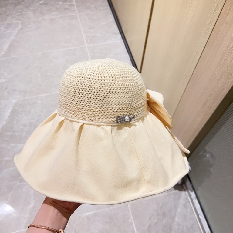 with dust bag [Dior Dior] 2023 spring and summer models of simple large-brimmed bow fisherman's hat, the big models are super good with the big brands, hurry to get it!