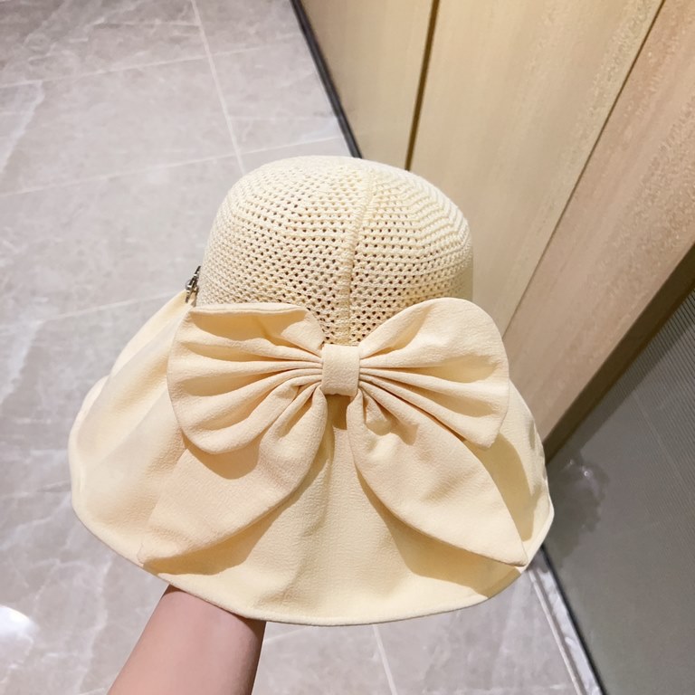 with dust bag [Dior Dior] 2023 spring and summer models of simple large-brimmed bow fisherman's hat, the big models are super good with the big brands, hurry to get it!