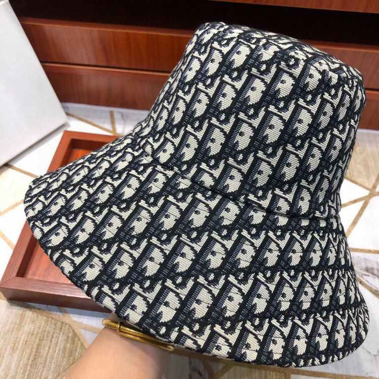 Black, Blue. Dior  High version counter synchronization Dior new fisherman's hat (big pot hat) is a very easy to carry hat   can be folded into a small bag   all year round is suitable for wearing, the