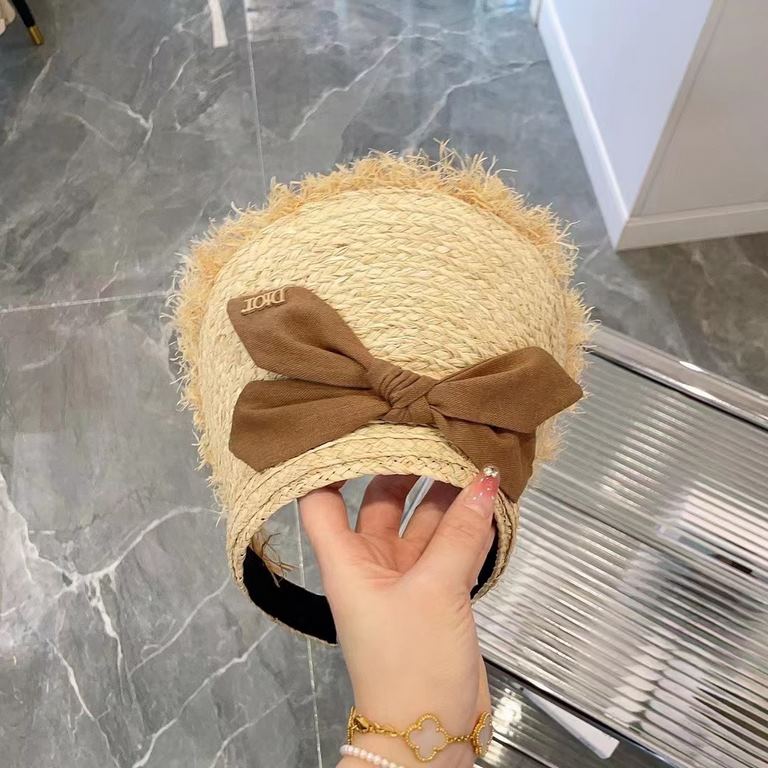 Dior summer new raffia hair band hollow capHandmade bow   decoration, sweet and lovelyHandmade, Japan and South Korea color, summer little cute