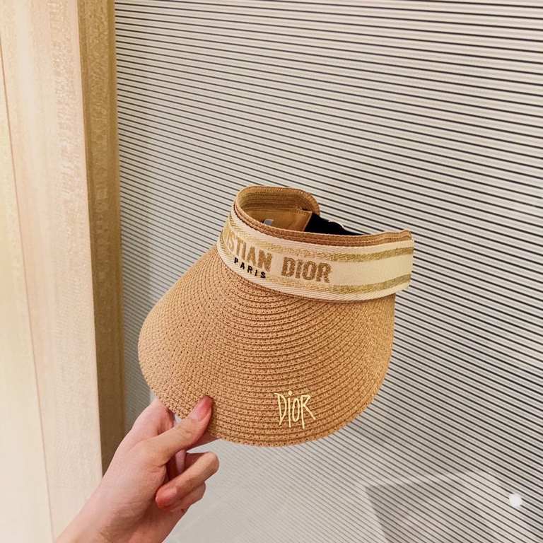 with dust bag [DIOR Dior] 2023 summer new gold ribbon burst sun hat hollow cap, big brand shipment, super convenient! Good ride! Out on the street must