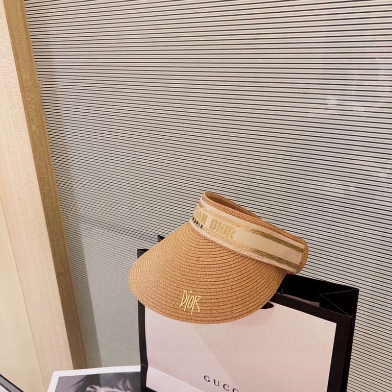 with dust bag [DIOR Dior] 2023 summer new gold ribbon burst sun hat hollow cap, big brand shipment, super convenient! Good ride! Out on the street must