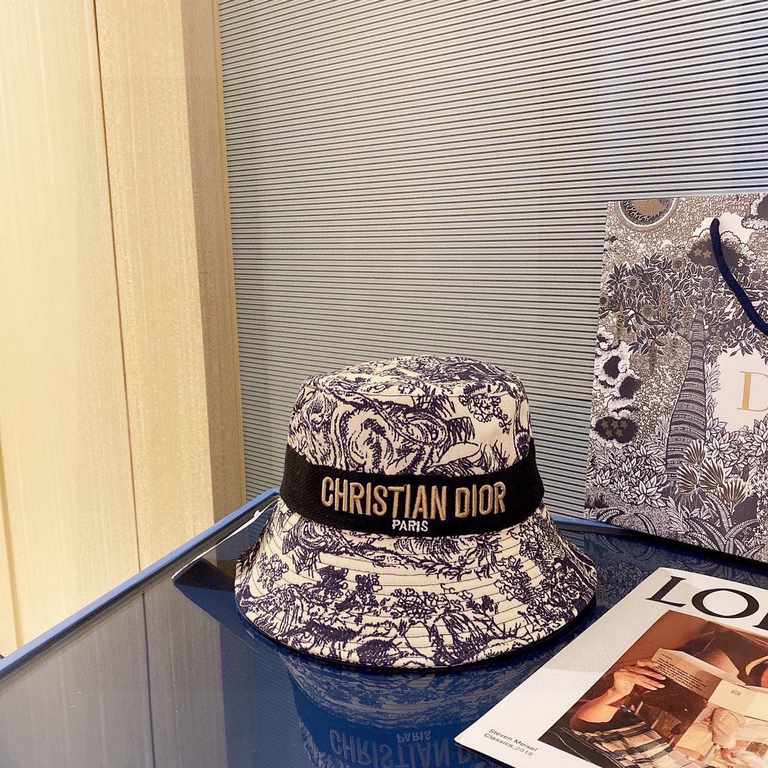 with dust bag [DIOR Dior] 2023 new counter models embroidered fisherman's hat, out of the street preferred Super good with, hurry to get!