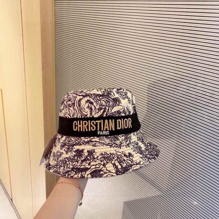 with dust bag [DIOR Dior] 2023 new counter models embroidered fisherman's hat, out of the street preferred Super good with, hurry to get!