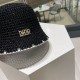 DIOR Dior summer new knitted clip color breathable bucket hat outdoor travel fashion sunscreen Korean pot hat fisherman hat