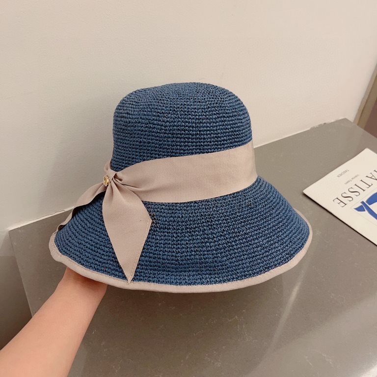 Dior Dior summer new raffia straw hat, haute couture, foldable, handmade crocheted, easy to carry on trips, head circumference 57cm