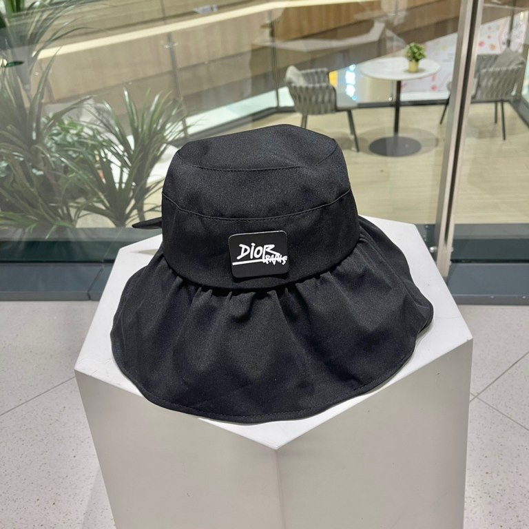 DIOR Dior fisherman hat female summer new large brim cover the whole face vinyl sun hat sunscreen sun hat UV sun hat children