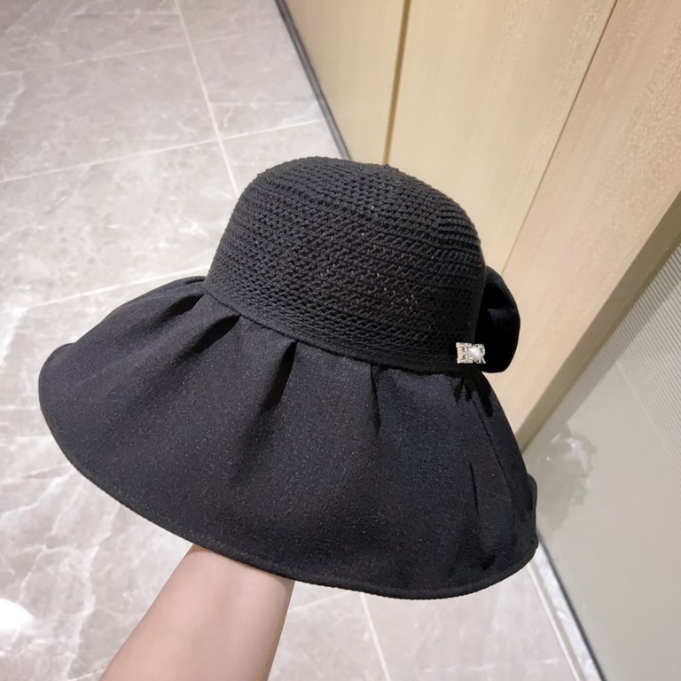 with dust bag [Dior Dior] 2023 spring and summer models of simple large-brimmed bow fisherman's hat, the big models are super good with the big brands, hurry to get it!