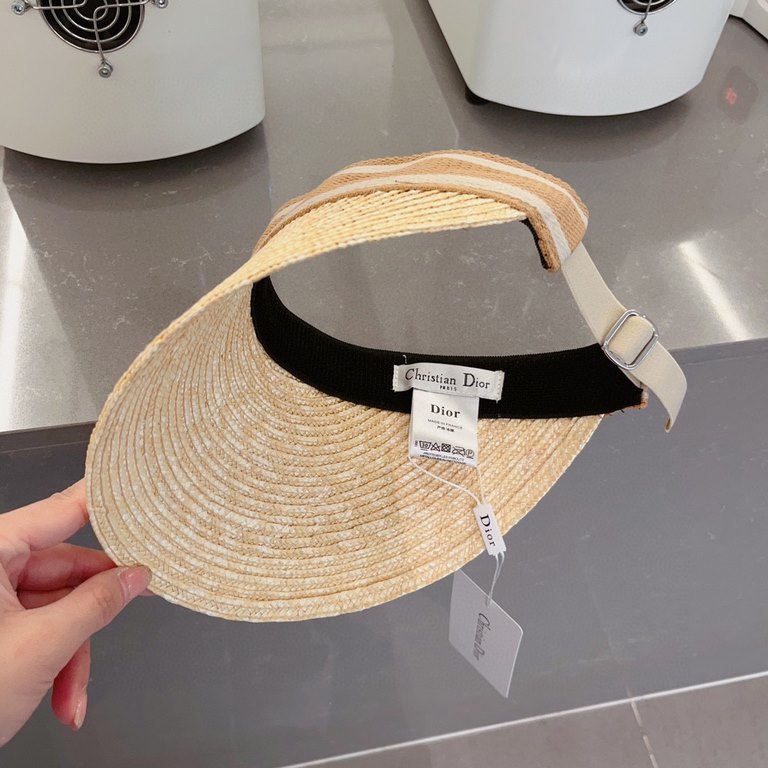 ￥Dior Dior Wheat Straw Sunhat, Hairband, Adjustable, High Quality