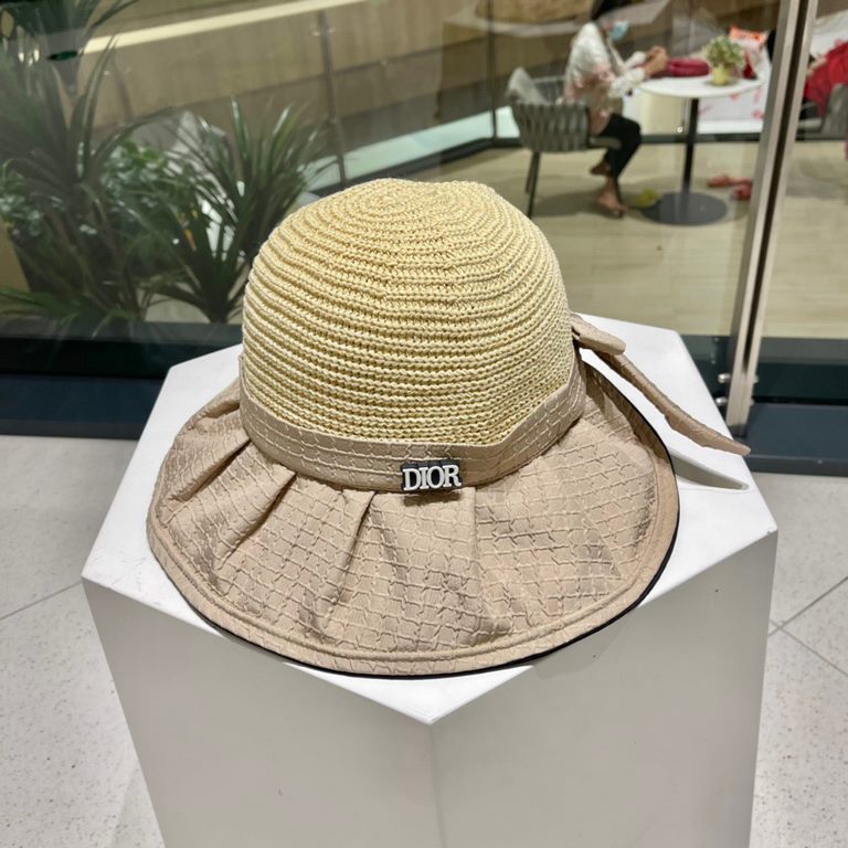 DIOR Dior vinyl sun hat women's UV shielding face show face small large brim beach fisherman hat foldable sun hat