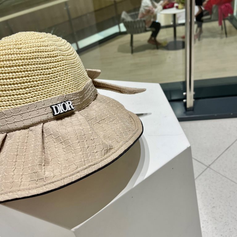 DIOR Dior vinyl sun hat women's UV shielding face show face small large brim beach fisherman hat foldable sun hat