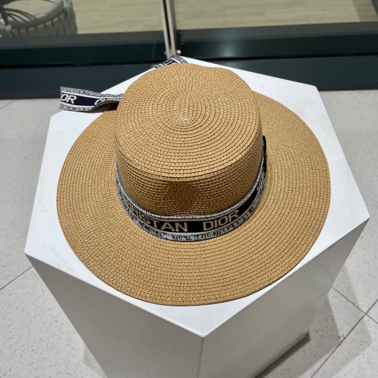 [Dior Dior] 2022 new straw sun shading straw hat basin hat   beach style, simple and generous, versatile single product ~ the first choice for the street, the new cap is super-beautiful and greasy, new on the shelves!