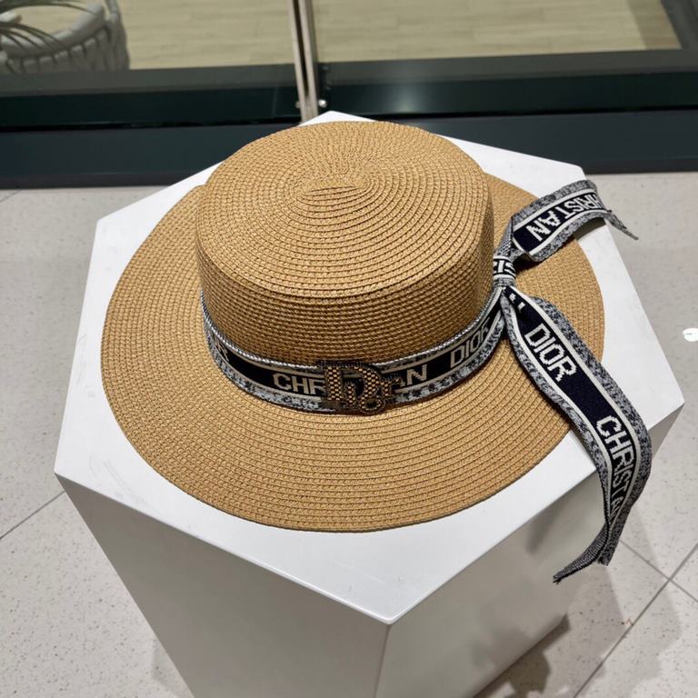 [Dior Dior] 2022 new straw sun shading straw hat basin hat   beach style, simple and generous, versatile single product ~ the first choice for the street, the new cap is super-beautiful and greasy, new on the shelves!