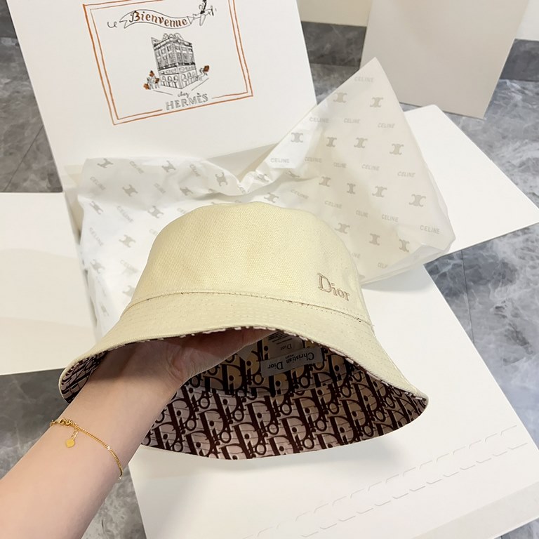 Special price   with dust bag. [DIOR Dior] 2024 spring and summer counter new double-sided wear old flower fisherman's hat, the trend of people must have men and women models