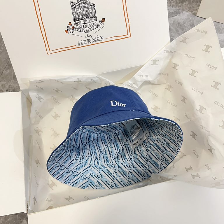 Special price   with dust bag. [DIOR Dior] 2024 spring and summer counter new double-sided wear old flower fisherman's hat, the trend of people must have men and women models