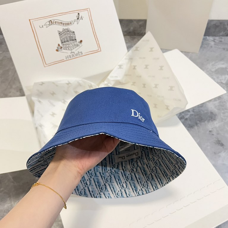 Special price   with dust bag. [DIOR Dior] 2024 spring and summer counter new double-sided wear old flower fisherman's hat, the trend of people must have men and women models