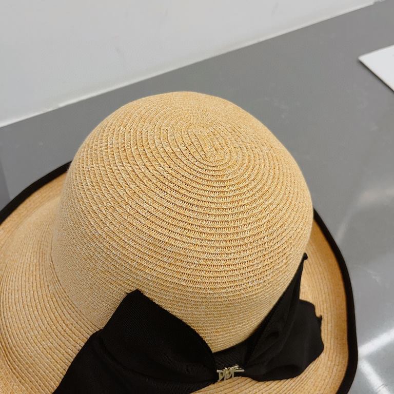 Dior Dior straw hat, foldable sun hat, celebrity temperament model, multi-color Head circumference 57cm