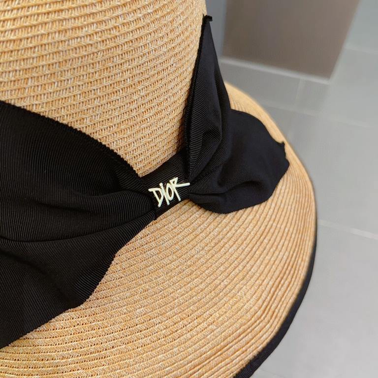 Dior Dior straw hat, foldable sun hat, celebrity temperament model, multi-color Head circumference 57cm