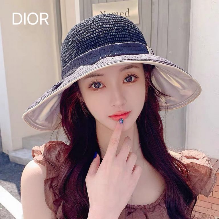 DIOR Dior vinyl sun hat women's UV shielding face show face small large brim beach fisherman hat foldable sun hat