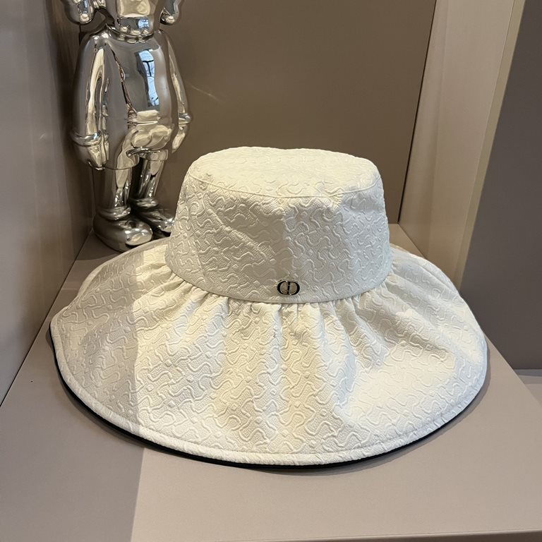 ￥Dior Dior 2024 spring and summer new sun hat, UV protection design, shell edge design, foldable, head circumference 57cm