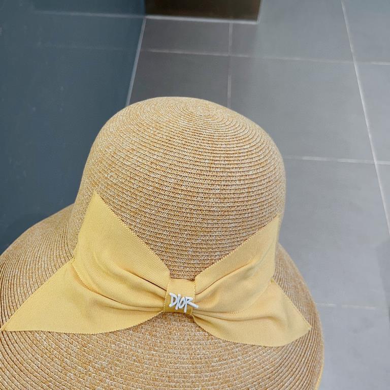 Dior Dior straw hat, foldable sun hat, celebrity temperament model, multi-color Head circumference 57cm