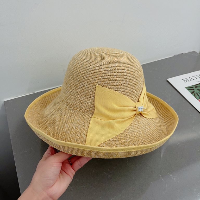 Dior Dior straw hat, foldable sun hat, celebrity temperament model, multi-color Head circumference 57cm