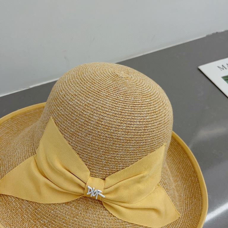 Dior Dior straw hat, foldable sun hat, celebrity temperament model, multi-color Head circumference 57cm