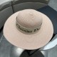 Dior Dior Straw Hat, Sun Hat, Beach Sun Hat Cap, Celebrity Style, With Webbing Headband 57cm