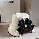 ￥Dior Dior SpringSummer New Bow Cloth Hat, Back Split Design, Head Circumference 57cm