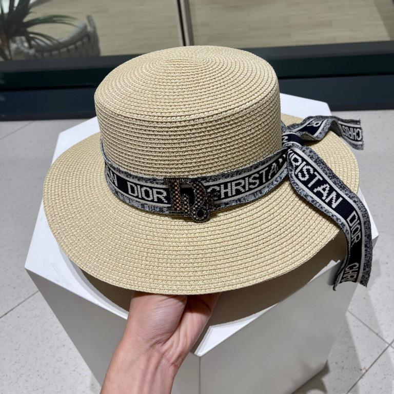 [Dior Dior] 2022 new straw sun shading straw hat basin hat   beach style, simple and generous, versatile single product ~ the first choice for the street, the new cap is super-beautiful and greasy, new on the shelves!