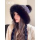 DIOR Dior colorful knitted wool ear protection thunderbolt hat women's autumn and winter warm padded and thickened show face small tie hairball set of headcaps