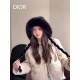 DIOR Dior colorful knitted wool ear protection thunderbolt hat women's autumn and winter warm padded and thickened show face small tie hairball set of headcaps