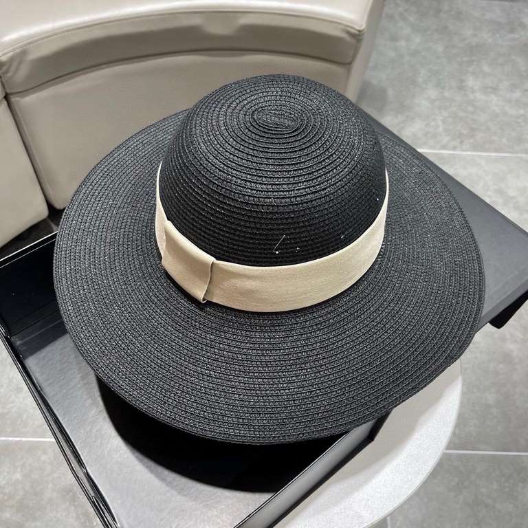 Dior Dior Straw Hat, Sun Hat, Beach Sun Hat Cap, Celebrity Style, With Webbing Headband 57cm