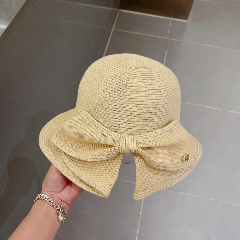 Dior Dior straw hat, celebrity style sun hat, made of fine straw, foldable, head circumference 57cm