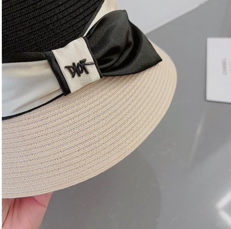 ￥Dior Dior 23 summer new straw hat, high-end imported materials, color blocking design, head circumference 57cm