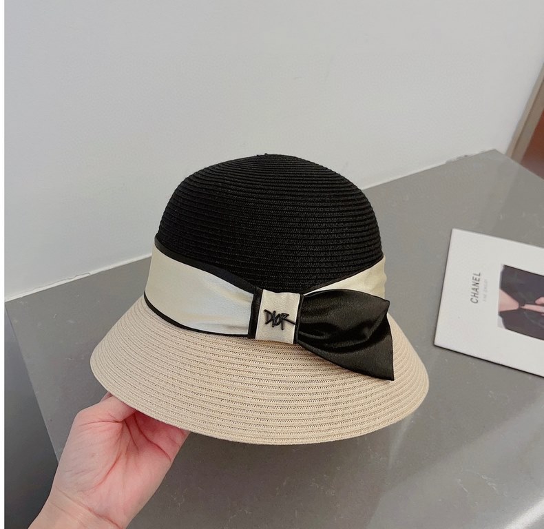 ￥Dior Dior 23 summer new straw hat, high-end imported materials, color blocking design, head circumference 57cm