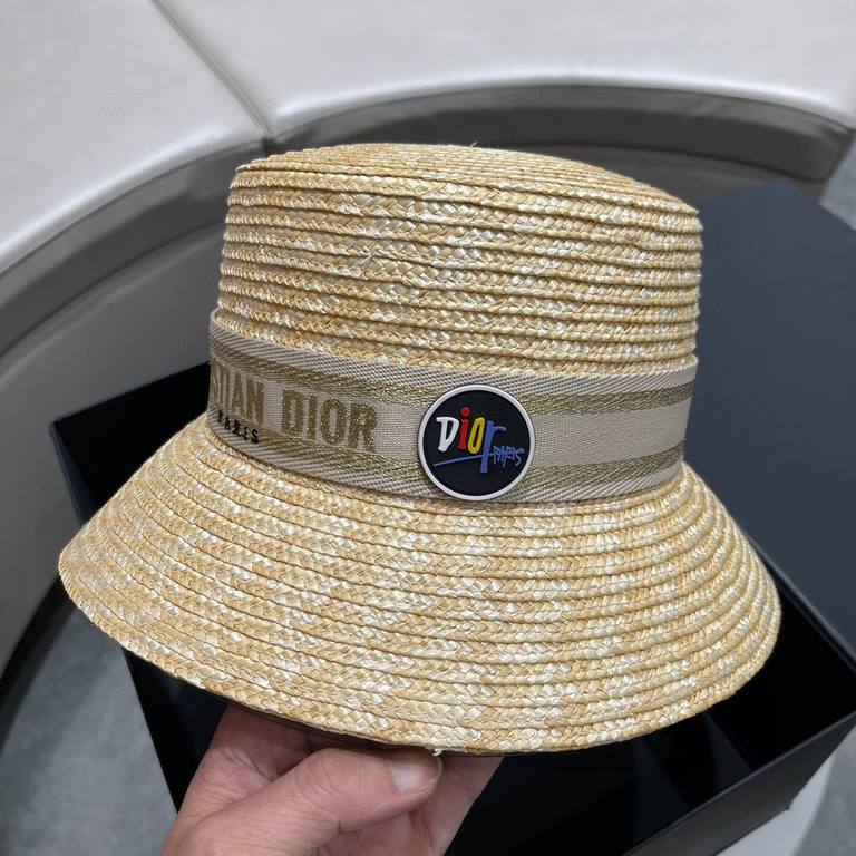 Dior Dior spring and summer new Korean version of the net red pop models straw hat, sun hat, beach sun hat cap, celebrity style, with webbing