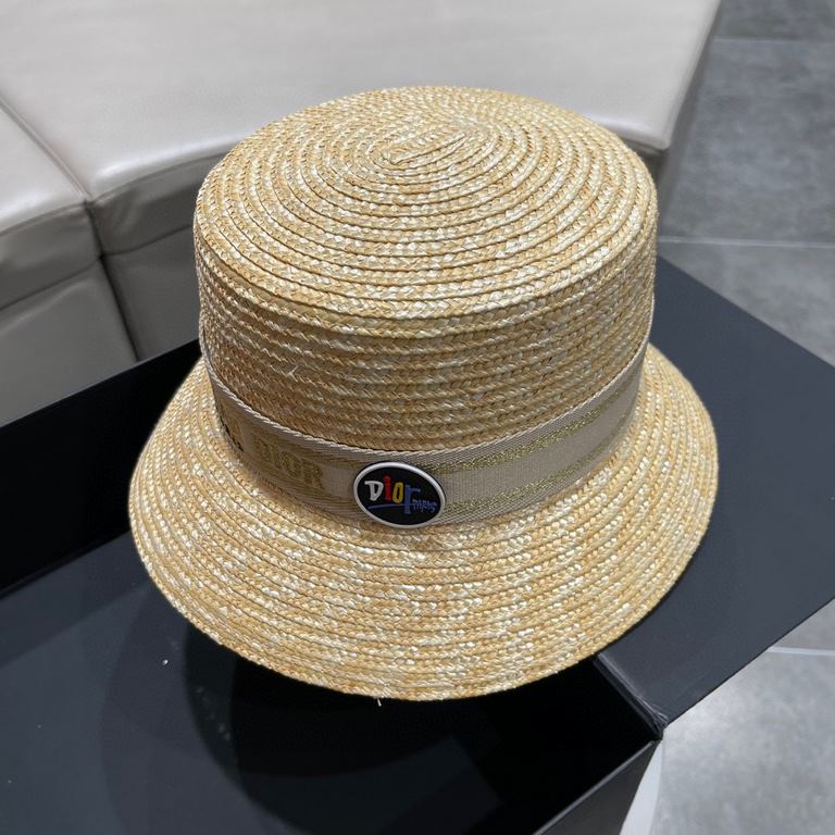 Dior Dior spring and summer new Korean version of the net red pop models straw hat, sun hat, beach sun hat cap, celebrity style, with webbing