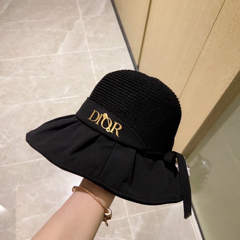 with dust bag [Dior Dior] 2023 spring and summer models of simple splicing slanting fisherman's hat, the big models are super good with the big brands, hurry to get it!