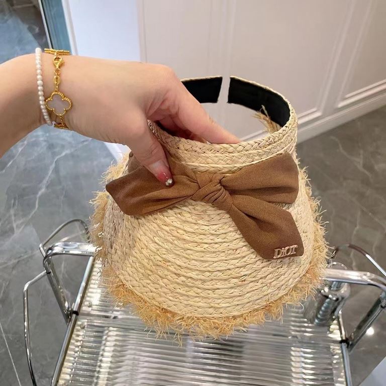 Dior summer new raffia hair band hollow capHandmade bow   decoration, sweet and lovelyHandmade, Japan and South Korea color, summer little cute