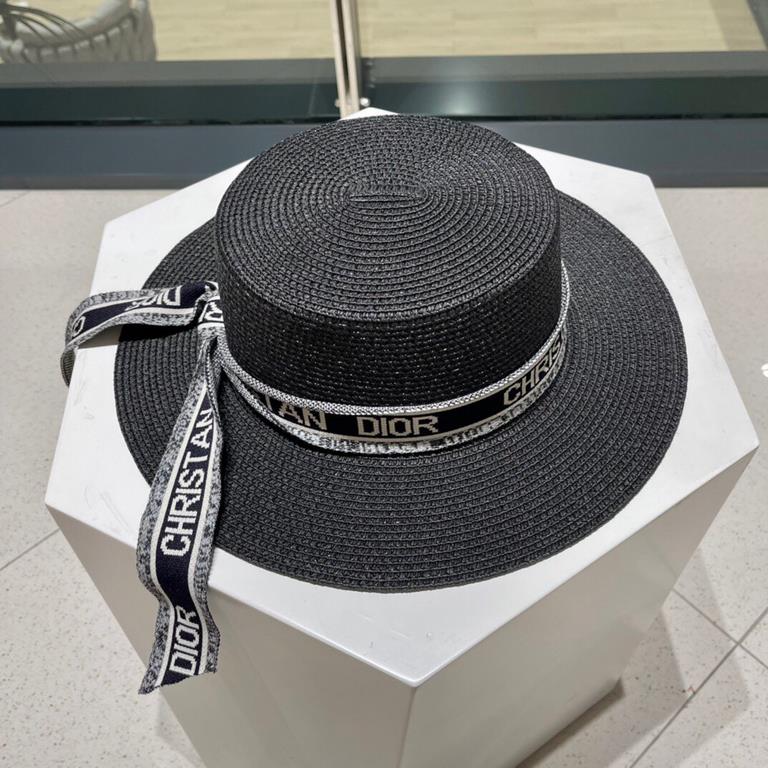 [Dior Dior] 2022 new straw sun shading straw hat basin hat   beach style, simple and generous, versatile single product ~ the first choice for the street, the new cap is super-beautiful and greasy, new on the shelves!