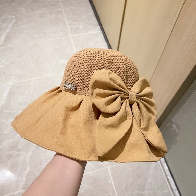 with dust bag [Dior Dior] 2023 spring and summer models of simple large-brimmed bow fisherman's hat, the big models are super good with the big brands, hurry to get it!