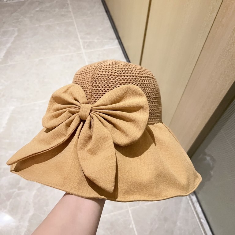 with dust bag [Dior Dior] 2023 spring and summer models of simple large-brimmed bow fisherman's hat, the big models are super good with the big brands, hurry to get it!